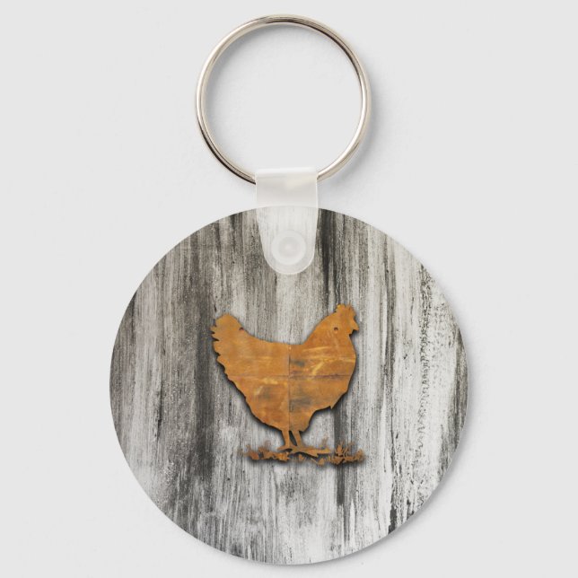 Rustic Chicken (Orange) Keychain (Front)