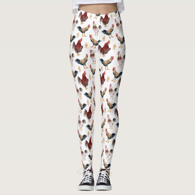 Rustic Chicken Pattern Leggings (Front)