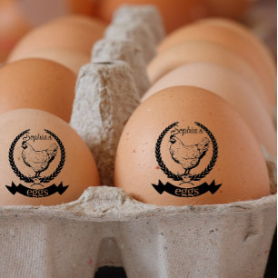 Rustic chicken Personalized Name Chicken egg Rubber Stamp