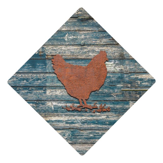 Rustic Chicken (Rusty) Graduation Cap Topper (Front)