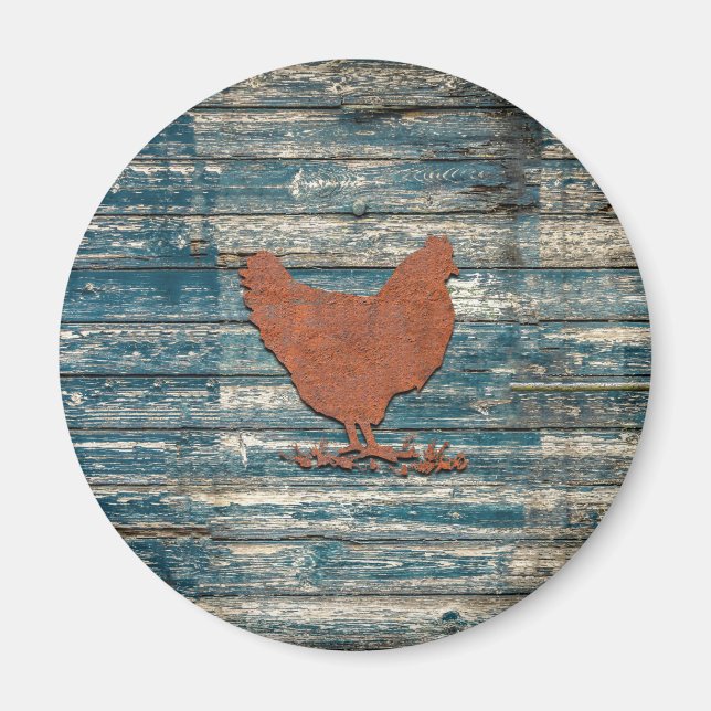Rustic Chicken (Rusty) Magnet (Front)