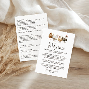 Rustic Chicken Wedding Itinerary & Welcome Letter Card