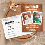 Rustic Childhood Photos Vintage Wood Save the Date Announcement Postcard<br><div class="desc">Personalise with your childhood photos to create a unique save the date card.
The reverse has additional save the date details,  including your wedding website,  with your return address and space for your recipient's address.</div>