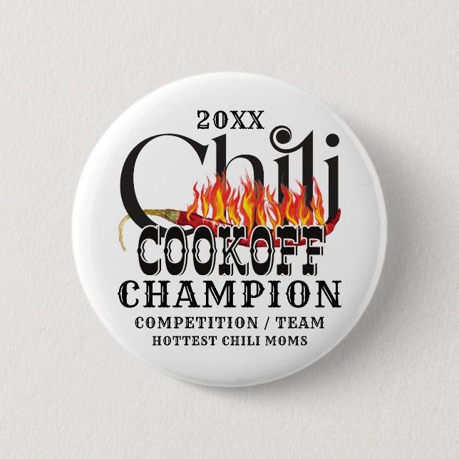 Rustic Chili Cook Off Team Contest Winner Champion 2 Inch Round Button (Front)