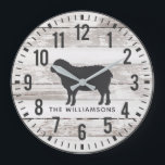 Rustic Chippy Planks Custom Family Name Sheep Large Clock<br><div class="desc">Rustic Chippy Planks Custom Family Name Sheep Large Farmhouse Style Clock features a white chippy wood background, with a wooly sheep and is personalized with your name. Part of a collection. If you need assistance personalizing your clock, or if you are looking for coordinating items, please don't hesitate to contact...</div>