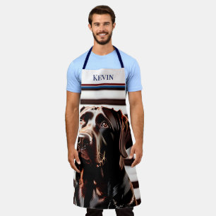 Rustic Chocolate Lab on American Flag Apron