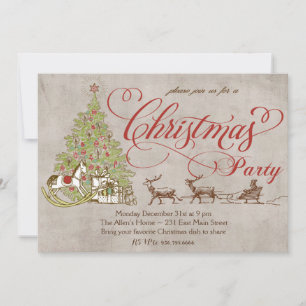 Rustic Chrismas Tree Sleigh Party Invitation