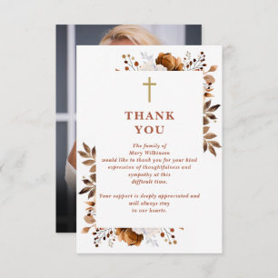 Rustic Christian Celebration Of Life Funeral Photo Thank You Card