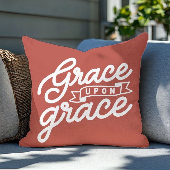 Rustic Christian Grace upon grace Throw Pillow (Creator Uploaded)