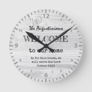 Rustic Christian WELCOME Round Clock