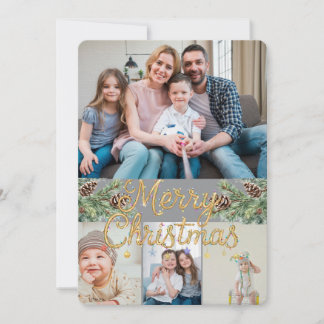 Rustic Christmas 4 Photo Holiday Card