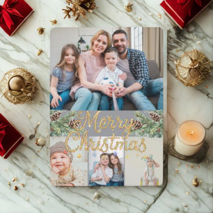 Rustic Christmas 4 Photo Holiday Card
