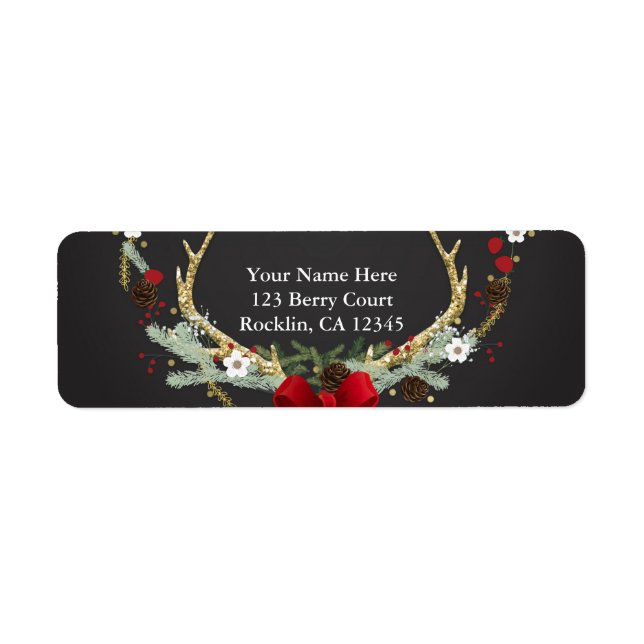 Rustic Christmas Antler Wreath Holiday Invitation (Front)