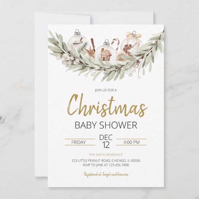 Rustic Christmas Baby Shower Invitation (Front)