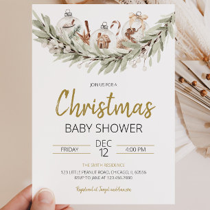 Rustic Christmas Baby Shower Invitation