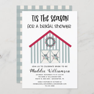 Rustic Christmas Barn Bridal Shower Invitation