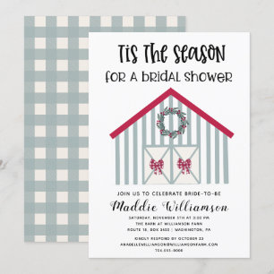 Rustic Christmas Barn Bridal Shower Invitation