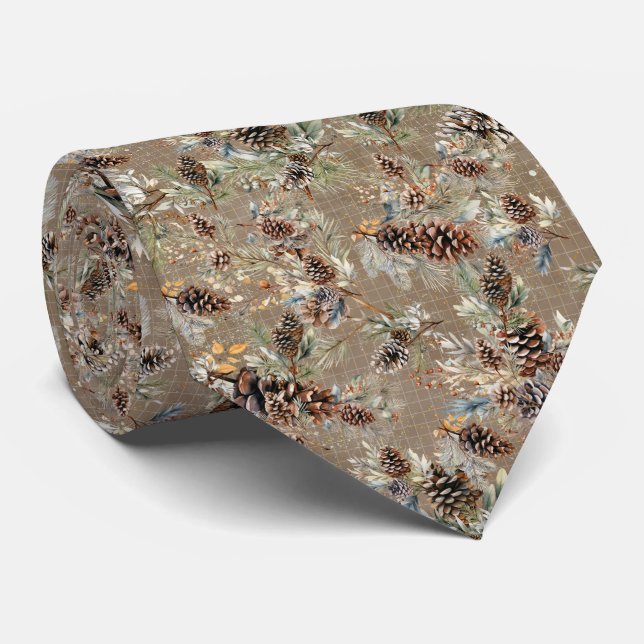 Rustic Christmas Boho Pattern  Tie (Rolled)