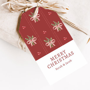 Rustic Christmas Bows Gift Tag