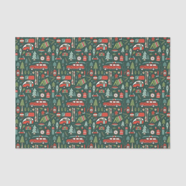Rustic Christmas Camping Tissue Paper (Front)