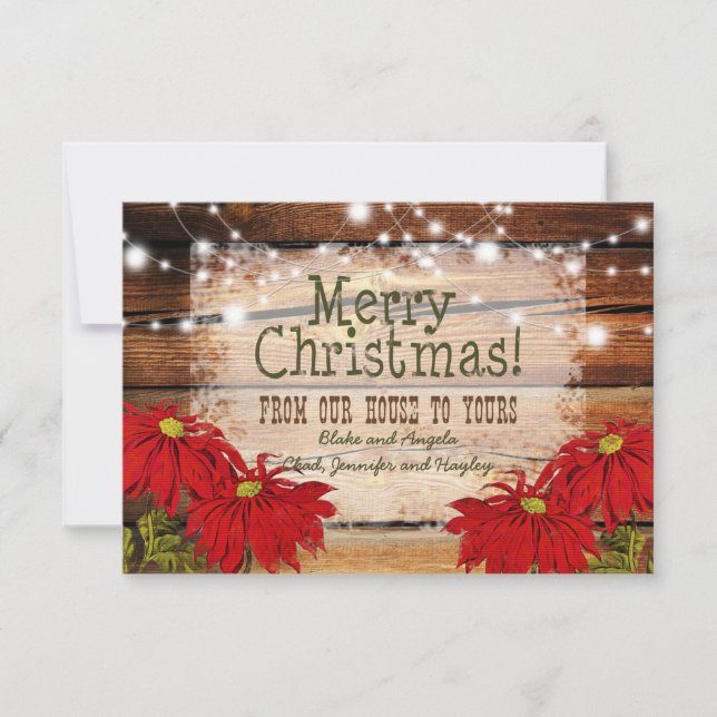 Rustic Christmas Card | Barn Wood and Lights (Front)