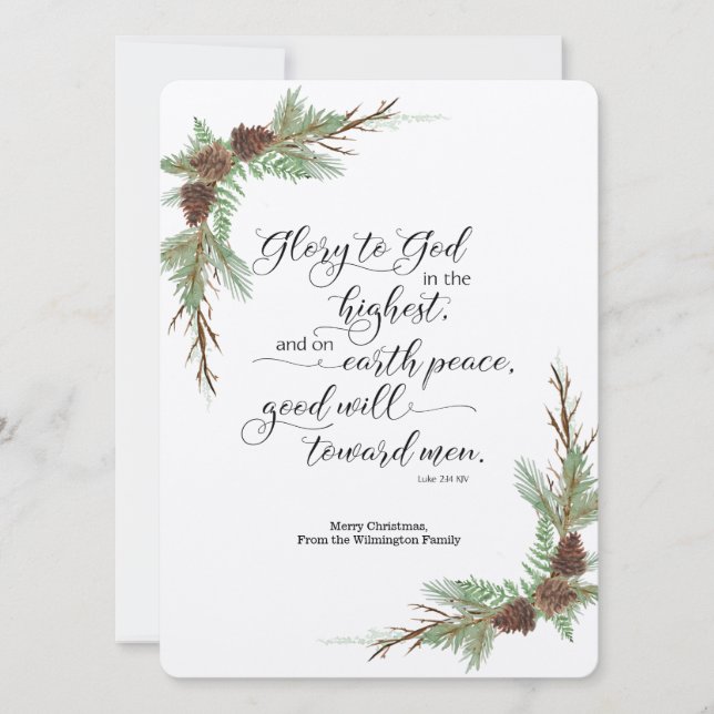 Rustic Christmas Card with KJV Bible Verse (Front)