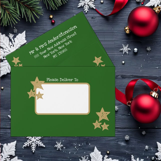 Rustic Christmas chic script name greeting card Envelope (Send a card in one of these delightful Christmas green envelopes. It will surely be appreciated.)