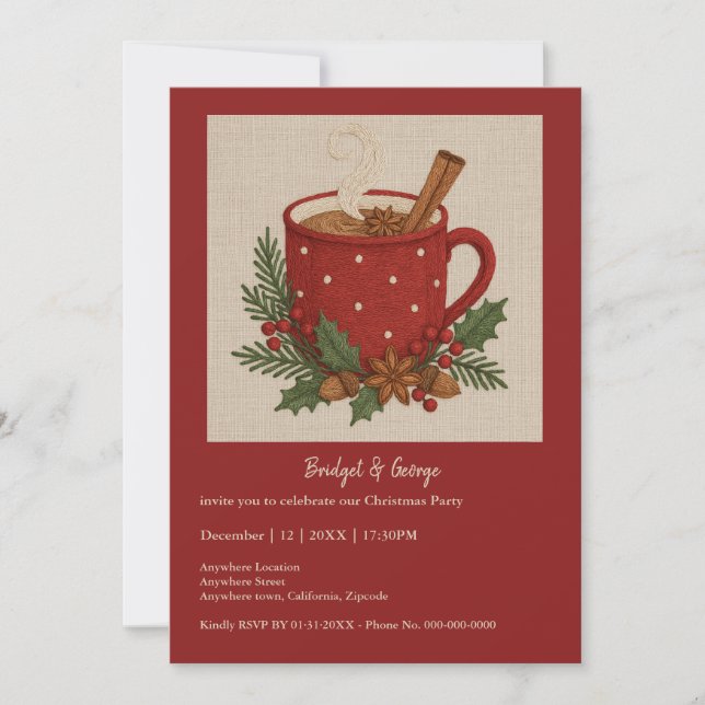 Rustic Christmas cocoa Mug Cinnamon party (Front)