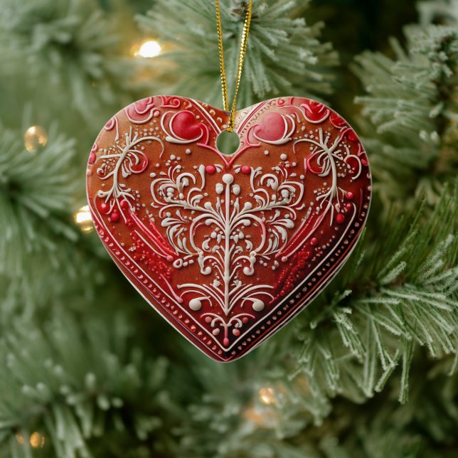 Rustic Christmas Cookie Decorated Holiday Ceramic Ornament (Tree)