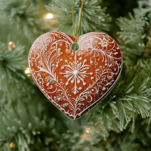 Rustic Christmas Cookie Decorated Holiday Ceramic Ornament