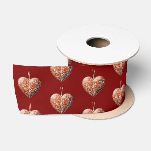 Rustic Christmas Cookie Decorated Traditional Satin Ribbon (Spool)