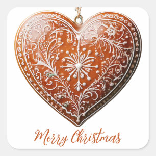 Rustic Christmas Cookie Decorated Traditional Square Sticker