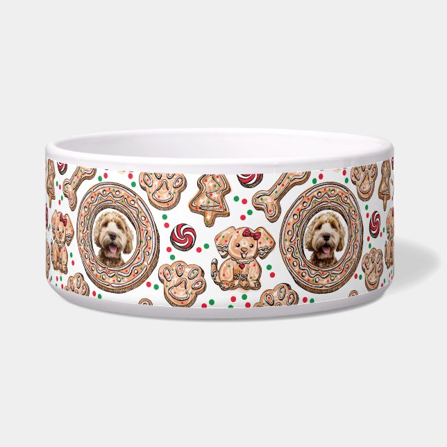 Rustic Christmas Cookies Feeding Bowl for Dogs (Front)