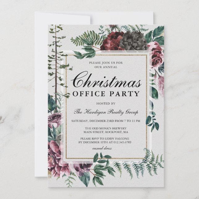 Rustic Christmas Country Botanical Corporate Invit Invitation (Front)
