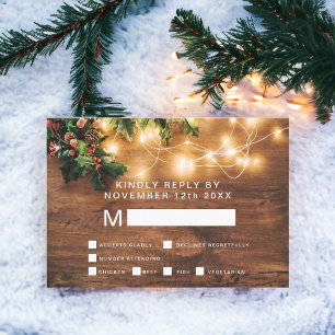 Rustic Christmas country mistletoe rsvp wedding Card