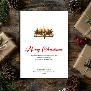 Rustic Christmas decoration pine wreath editable Holiday Card