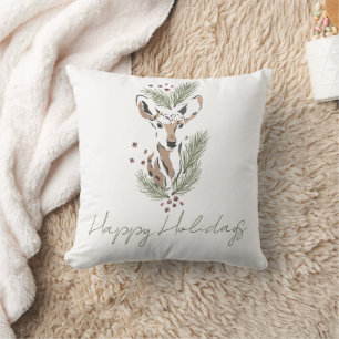 Rustic Christmas Deer Holiday Party Throw Pillow