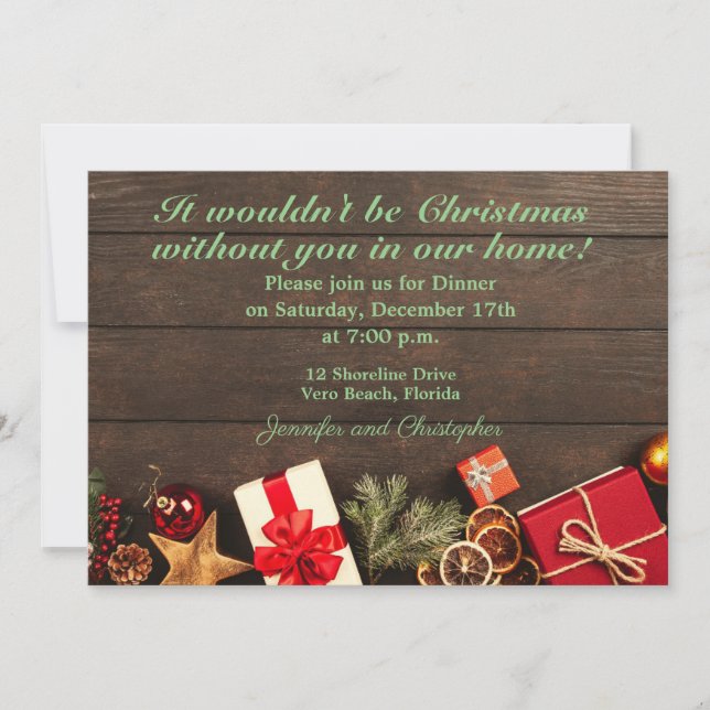Rustic Christmas Dinner Invitation (Front)