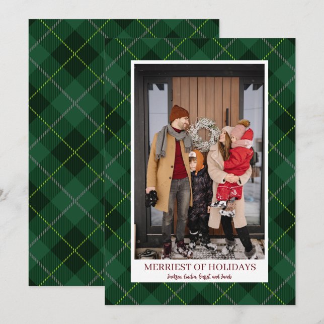 Rustic Christmas Farmhouse Flannel Holiday Phtoto Card (Front/Back)