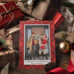 Rustic Christmas Farmhouse Flannel Holiday Phtoto Card