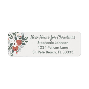 Rustic Christmas Floral New Home Return Address