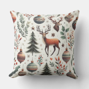 Rustic Christmas Forest Throw Pillow