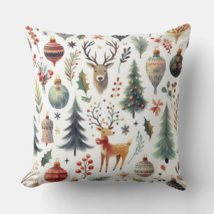 Rustic Christmas Forest Throw Pillow