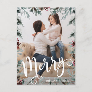 Rustic Christmas Frame Photo Holiday Postcard