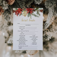 rustic Christmas game secret Santa questionnaire 