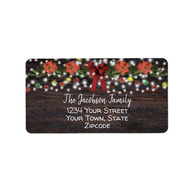 Rustic Christmas Garland & Lights Return Address Label (Front)
