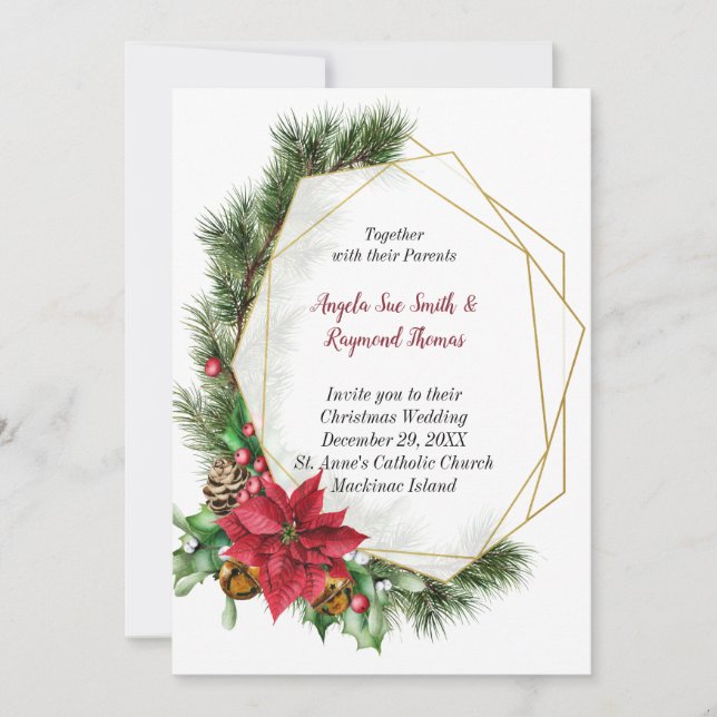 Rustic Christmas Geometric Wedding Invitation (Front)