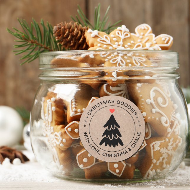 Rustic Christmas Goodies Heart Personalized Classic Round Sticker (Rustic Christmas Goodies Heart Personalized Classic Round Sticker)
