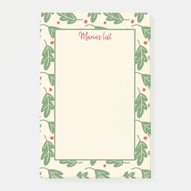 Rustic Christmas Greenery Berries Post-it Notes (Front)