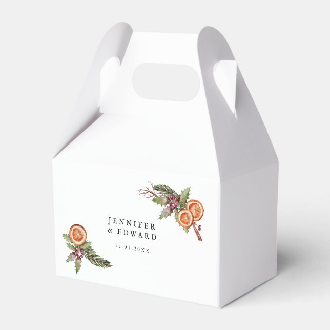 Rustic Christmas Greenery Wedding Favor Box (Front Side)